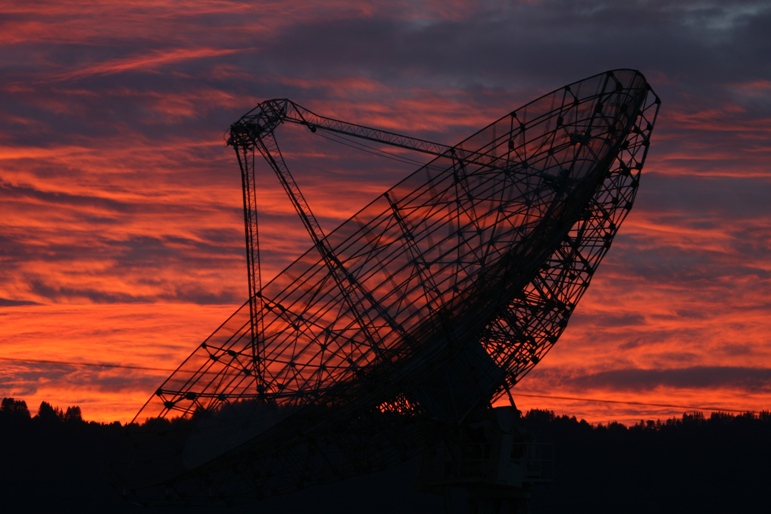 dish at sunset